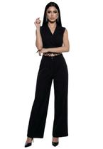 Conjunto De Alfaiataria Feminino Colete E Calça Pantalona -
