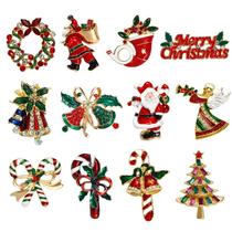 Conjunto de alfinetes de broche, blusa vintage de liga de Natal, lapela