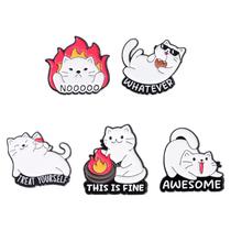 Conjunto de alfinetes de broche Cartoon Cat White Animal Blouse Alloy