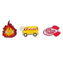 Conjunto de alfinetes de broche Cartoon Fire Creative Alloy