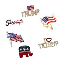 Conjunto de alfinetes de broche com bandeira americana em liga de strass 4,3x4,3 cm