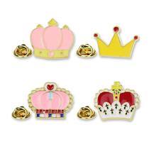 Conjunto de alfinetes de broche com design de coroa, distintivos de lapela esmaltada