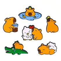 Conjunto de alfinetes de broche Cute Capivara Cartoon Animal Lapel Pin Bad Conjunto de alfinetes de broche Cute Capivara Cartoon Animal Lapel Pin Bad