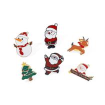 Conjunto de alfinetes de broche em liga de rena de Natal do Papai Noel Conjunto de alfinetes de broche em liga de rena de Natal do Papai Noel
