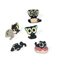 Conjunto de alfinetes de broche, fofo, gato de desenho animado, blusa de liga leve colorida