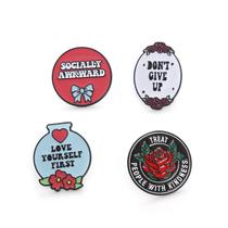 Conjunto de alfinetes de broche Inspirational Quote Alloy em formato oval redondo Conjunto de alfinetes de broche Inspirational Quote Alloy em formato oval redondo