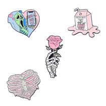 Conjunto de alfinetes de broche Skull Heart Design em liga de estilo gótico