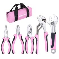 Conjunto de alicates FASTPRO de 5 peças rosa com bolsa de armazenamento e chave
