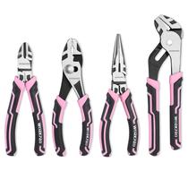 Conjunto de alicates WORKPRO de 4 peças CR-V Steel Pink Ribbon