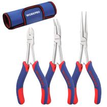 Conjunto de alicates WORKPRO Mini Needle Nose, 3 peças, de longo alcance