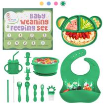 Conjunto de Alimentação AvaSet Complete Silicone para Bebês - 15 Peças - Jolly Green