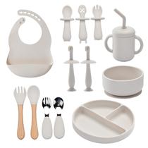 Conjunto de alimentação de bebê de silicone SILI FACTORY 13PCS branco Conjunto de alimentação de bebê de silicone SILI FACTORY 13PCS branco