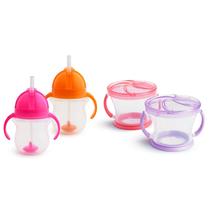 Conjunto de alimentação Munchkin Happy Snacker Snacker Snack Catcher Sippy Cup 4C Conjunto de alimentação Munchkin Happy Snacker Snacker Snack Catcher Sippy Cup 4C