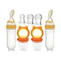 Conjunto De Alimentação Para Bebês 7 Peças: Mamadeira De Silicone Macio, Colher, Alimentador De