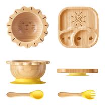 Conjunto de alimentação para bebês BABY REMEMBER: ventosas de bambu, garfo e colher