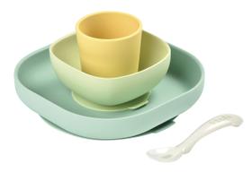 Conjunto de Alimentação para Bebês Béaba em Silicone com 4 Peças e Pratos com Ventosa