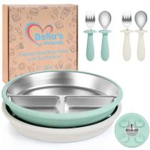Conjunto de alimentação para bebês Bella's Friends, pratos divididos de 20 cm, pacote com 2 unidades Conjunto de alimentação para bebês Bella's Friends, pratos divididos de 20 cm, pacote com 2 unidades