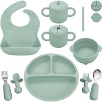 Conjunto de Alimentação para Bebês Bufims de Silicone - com Ventosa, Tigela e Babador