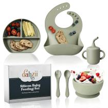 Conjunto de alimentação para bebês com sucção antiderrapante de silicone dahzii, 6 peças