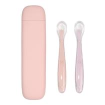 Conjunto de alimentação para bebês de silicone Spoon Little Rawr Stage 1 rosa