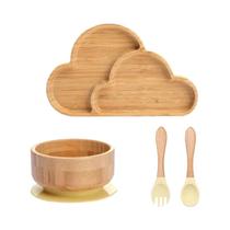 Conjunto de Alimentação para Bebês em Bambu - 4 Peças Anti-Quente e à Prova d'Água