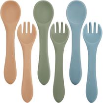 Conjunto de alimentação para bebês Nuenen, garfos e colheres de silicone, 6 peças Conjunto de alimentação para bebês Nuenen, garfos e colheres de silicone, 6 peças