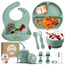 Conjunto de alimentação para bebês O'doe, 11 peças, sem BPA, silicone verde