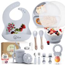 Conjunto de Alimentação para Bebês O'doe - 17 Peças de Silicone sem BPA (Cinza V2) Conjunto de Alimentação para Bebês O'doe - 17 Peças de Silicone sem BPA (Cinza V2)