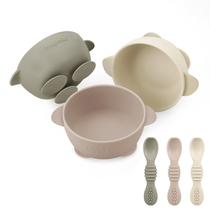 Conjunto de Alimentação para Bebês PandaEar 3 Tigelas e Colheres de Silicone Conjunto de Alimentação para Bebês PandaEar 3 Tigelas e Colheres de Silicone