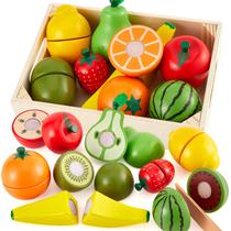 Conjunto de alimentos Play HERSITY Wooden Cutting Fruits para crianças a partir de 18 meses