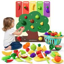 Conjunto de alimentos Pretend Play Mimiblooms com frutas cortadas e tapete