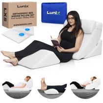 Conjunto de almofadas Memory Foam Wedge Lunix para dores nas costas, joelhos e pernas Conjunto de almofadas Memory Foam Wedge Lunix para dores nas costas, joelhos e pernas