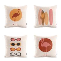 Conjunto de Almofadas Terracota Flamingos Para Sofá Sala de Estar Cama Decoração 40X40 Novadecora Conjunto de Almofadas Terracota Flamingos Para Sofá Sala de Estar Cama Decoração 40X40 Novadecora