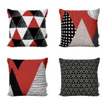 Conjunto de Almofadas Vermelha e Preta Geométricas Para Sala de Estar Decoração 40x40 Novadecora Conjunto de Almofadas Vermelha e Preta Geométricas Para Sala de Estar Decoração 40x40 Novadecora