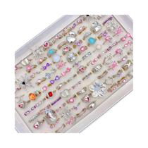 Conjunto De Anéis Abertos De Moda Feminina Com Strass 6/8/12/24/36/48 Peças Joias Modernas Em