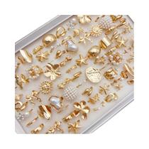 Conjunto De Anéis Abertos Femininos Modernos Com 20 Peças, Joias De Flores Da Moda, Geométricas E De