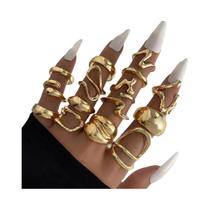 Conjunto De Anéis Abertos Geométricos Punk Femininos 15 Peças Cor Prata Joias Chunky Hip Hop