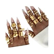 Conjunto De Anéis Abertos Geométricos Vintage Punk Para Mulheres, Cor Prata, Joias De Moda