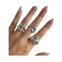 Conjunto De Anéis Ajustáveis Em Forma De Gota De Água, 3 Peças, Abertura Irregular, Personalidade,