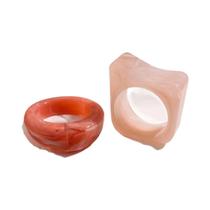 Conjunto De Anéis De Acrílico Em Cores Geométricas Para Mulheres, 2 Peças, Anel Irregular Quadrado