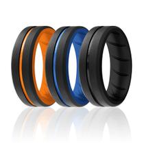 Conjunto de anéis de casamento ROQ Silicone para homens, 8 mm de largura, multicolorido