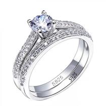 Conjunto De Anéis De Casamento Vintage Halo Em Prata Esterlina 925 Para Mulheres, Presente De