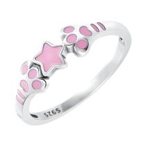 Conjunto De Anéis De Luxo Em Prata 925 Com Trevo De Quatro Folhas E Impressão De Pata Azul E Roxo