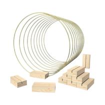 Conjunto De Anéis De Metal Dourado Com Base De Madeira Para Flores Artificiais, Guirlandas, DIY,