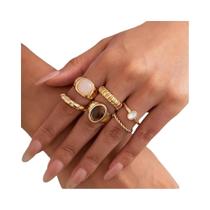 Conjunto De Anéis De Metal Vintage Boho Para Mulheres Com Zircônia 6 Peças Acessórios De Joias Conjunto De Anéis De Metal Vintage Boho Para Mulheres Com Zircônia 6 Peças Acessórios De Joias