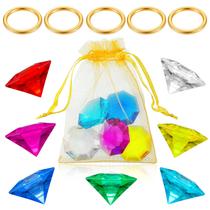 Conjunto de anéis de ouro ZCYSRLQIN de 12 peças com gemas de acrílico e bolsa Conjunto de anéis de ouro ZCYSRLQIN de 12 peças com gemas de acrílico e bolsa