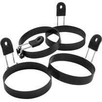 Conjunto de anéis de ovo COTEY Large, 9 cm, aço inoxidável antiaderente, 4 peças Conjunto de anéis de ovo COTEY Large, 9 cm, aço inoxidável antiaderente, 4 peças