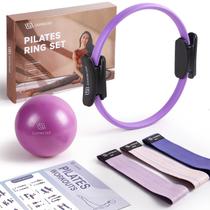 Conjunto de anéis de Pilates LIONSCOOL Purple com 14 anéis e bola de Pilates
