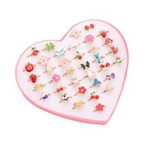 Conjunto De Anéis De Princesa Ajustáveis para Meninas, Desenho Animado, Maquiagem, Fingir,