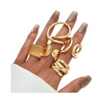 Conjunto De Anéis Dourados Com Linhas Irregulares E Suaves Para Mulheres, Joias De Festa De Moda Conjunto De Anéis Dourados Com Linhas Irregulares E Suaves Para Mulheres, Joias De Festa De Moda